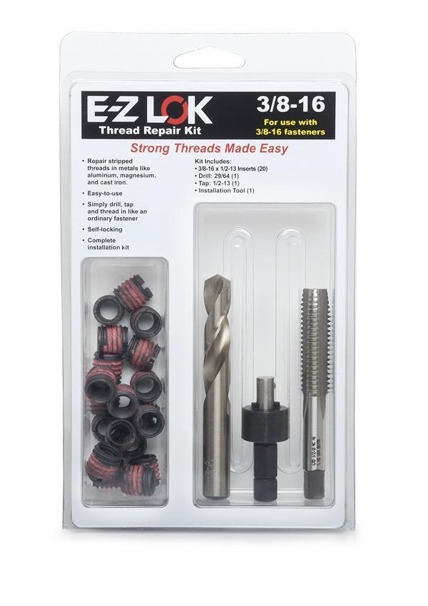 1/2-13 Carbon Steel Thread Insert KIT W/ DRILL 20pcs TOOL E-Z Lok EZ-319-8 