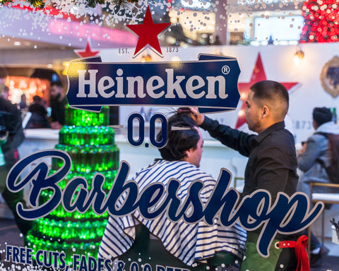 Andrei Climaco Fades at the Heineken 00 pop up event representing Fade Room Barbershop