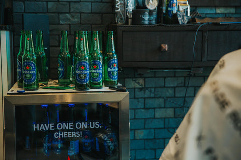 Have one on us. Cheer's Fade Room and Heineken's partnership