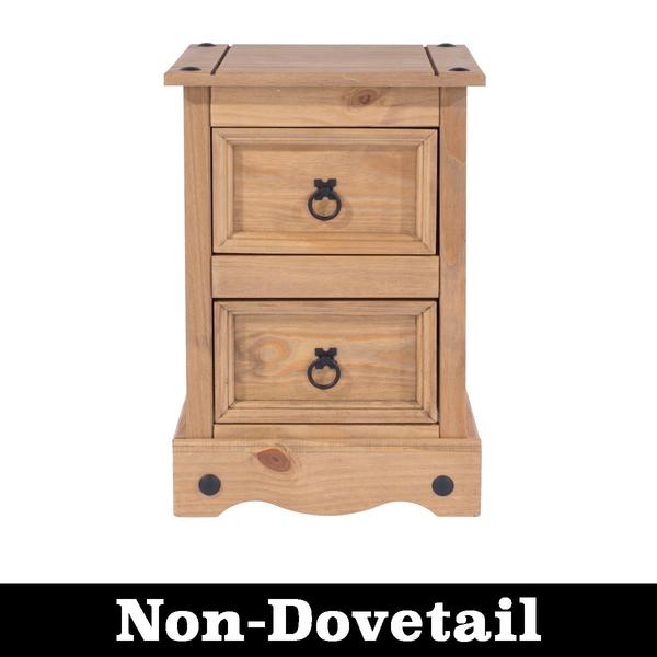 Corona Pine 2 Drawer Bedside Table - No Dovetail