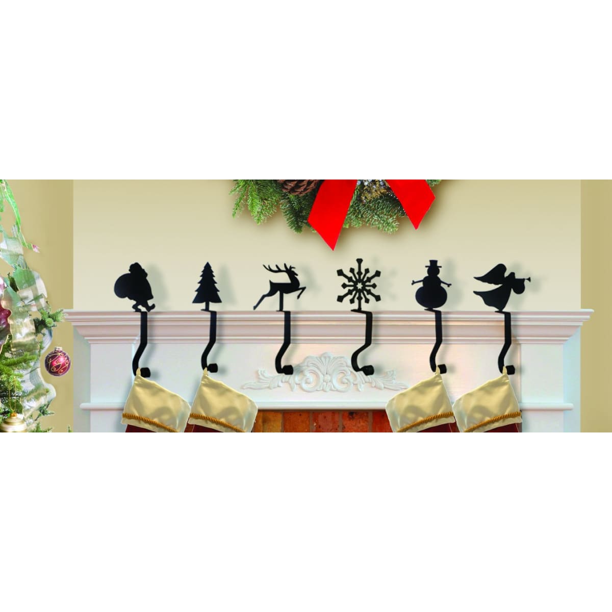 Christmas Sock Hook Rack Fireplace Mantel Hangers Metal Hanging Clips Stocking