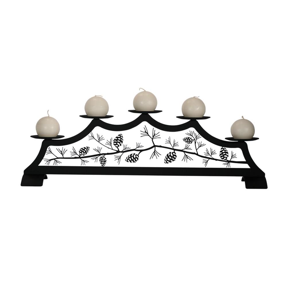 Wrought Iron Pine Cone Fireplace Pillar Candle Holder Candle Wall