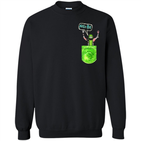 Pickle Funny Rick Pocket T-shirt TV Series T-shirt Black / S Printed Crewneck Pullover Sweatshirt 8 oz - WackyTee