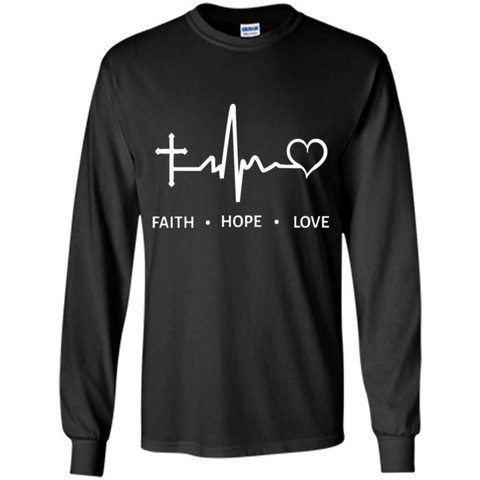 Christian T-shirt Faith Hope Love Black / S LS Ultra Cotton Tshirt - WackyTee