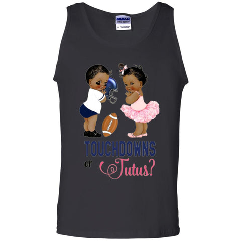 Ethnic Touchdowns Or Tutus Gender Reveal Party Football Lover T-shirt Black / Small G220 Gildan 100% Cotton Tank Top - WackyTee