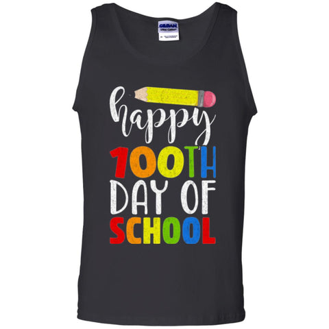 Happy 100th Day Of School Teacher T-shirt Black / Small G220 Gildan 100% Cotton Tank Top - WackyTee