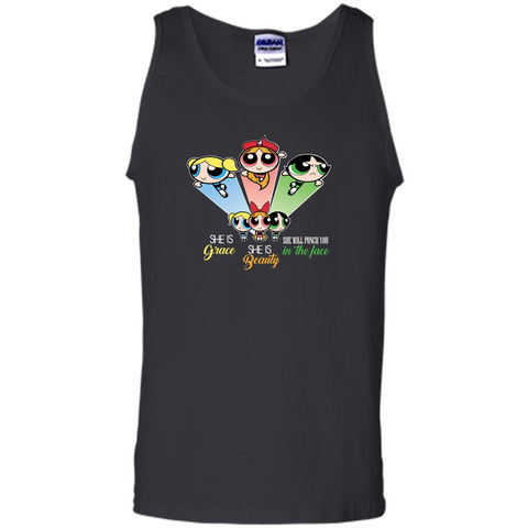 Powerpuff Girls T-shirt She Is Beauty She Is Grace T-shirt Black / S Tank Top - WackyTee