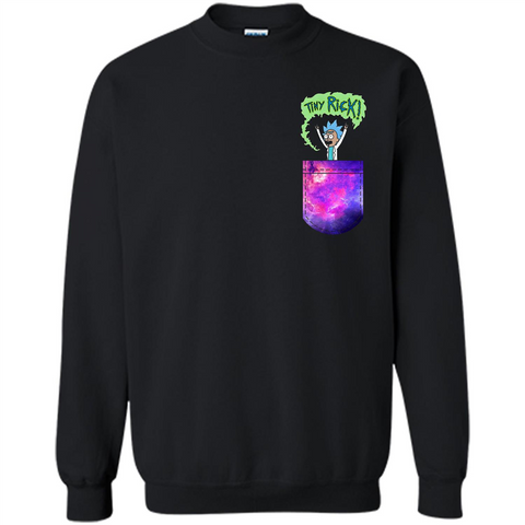 Rick And Morty T-shirt Tiny Rick T-shirt Black / S Printed Crewneck Pullover Sweatshirt 8 oz - WackyTee