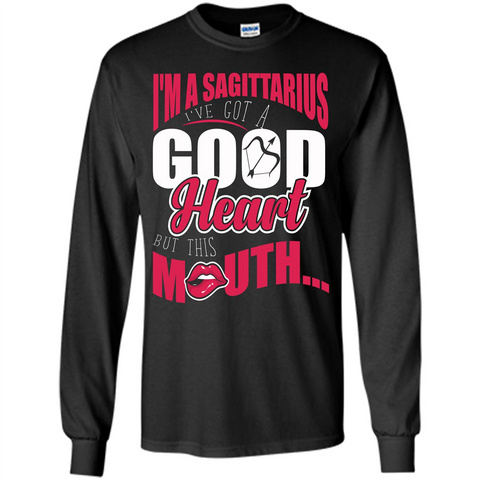 Sagittarius T-shirt Im A Sagittarius Ive Got A Good Heart Black / S LS Ultra Cotton Tshirt - WackyTee