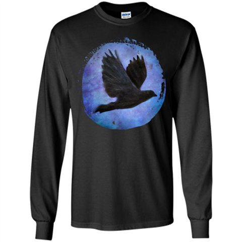 Raven In Flight T-shirt Black / S LS Ultra Cotton Tshirt - WackyTee