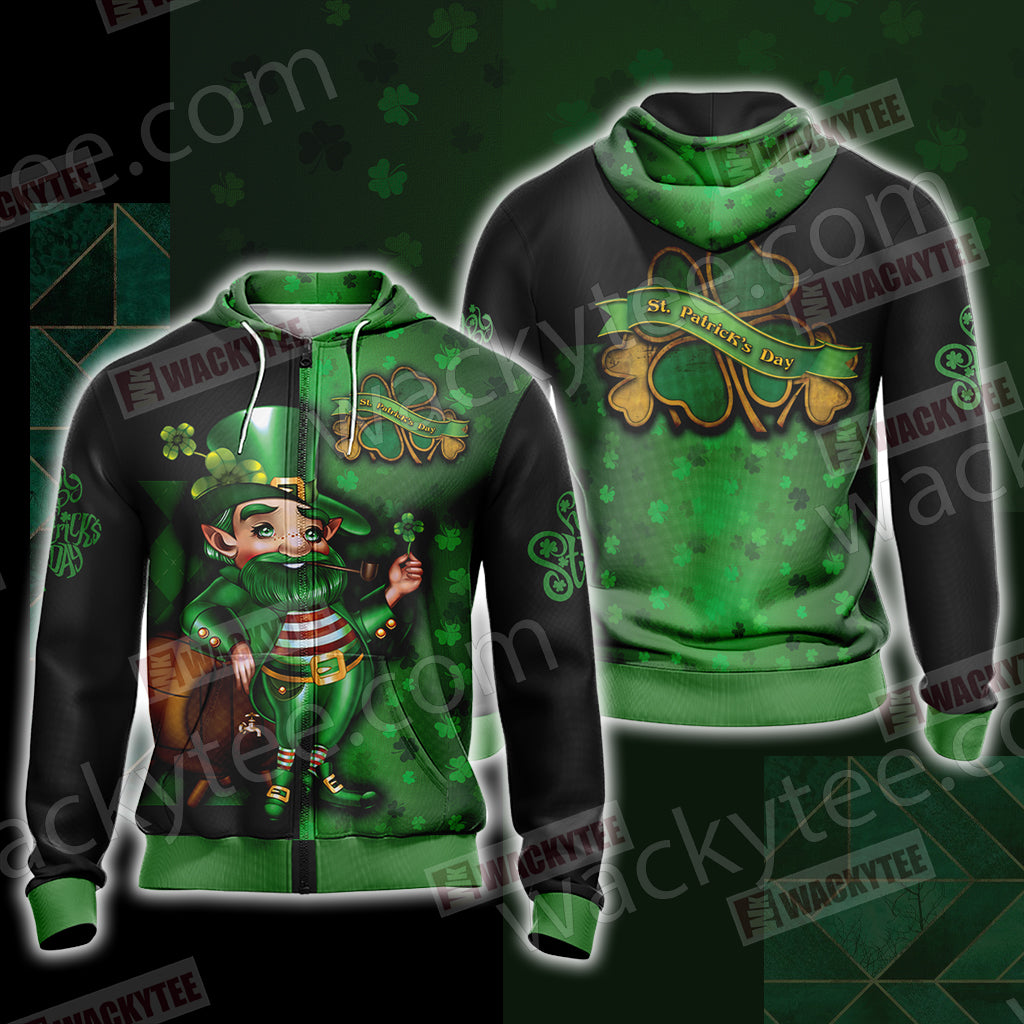 st patrick's day zip up hoodie