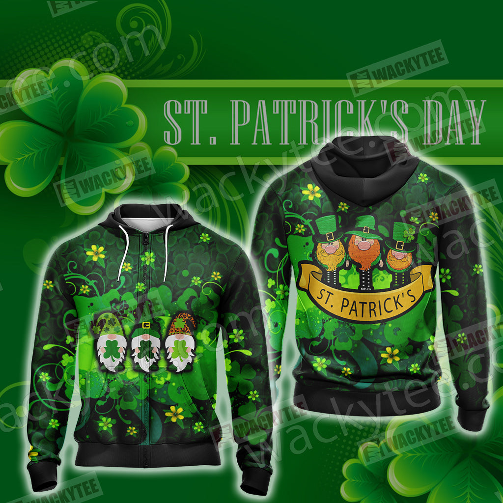 st patrick's day zip up hoodie