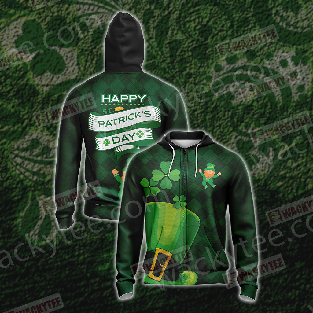 st patrick's day zip up hoodie