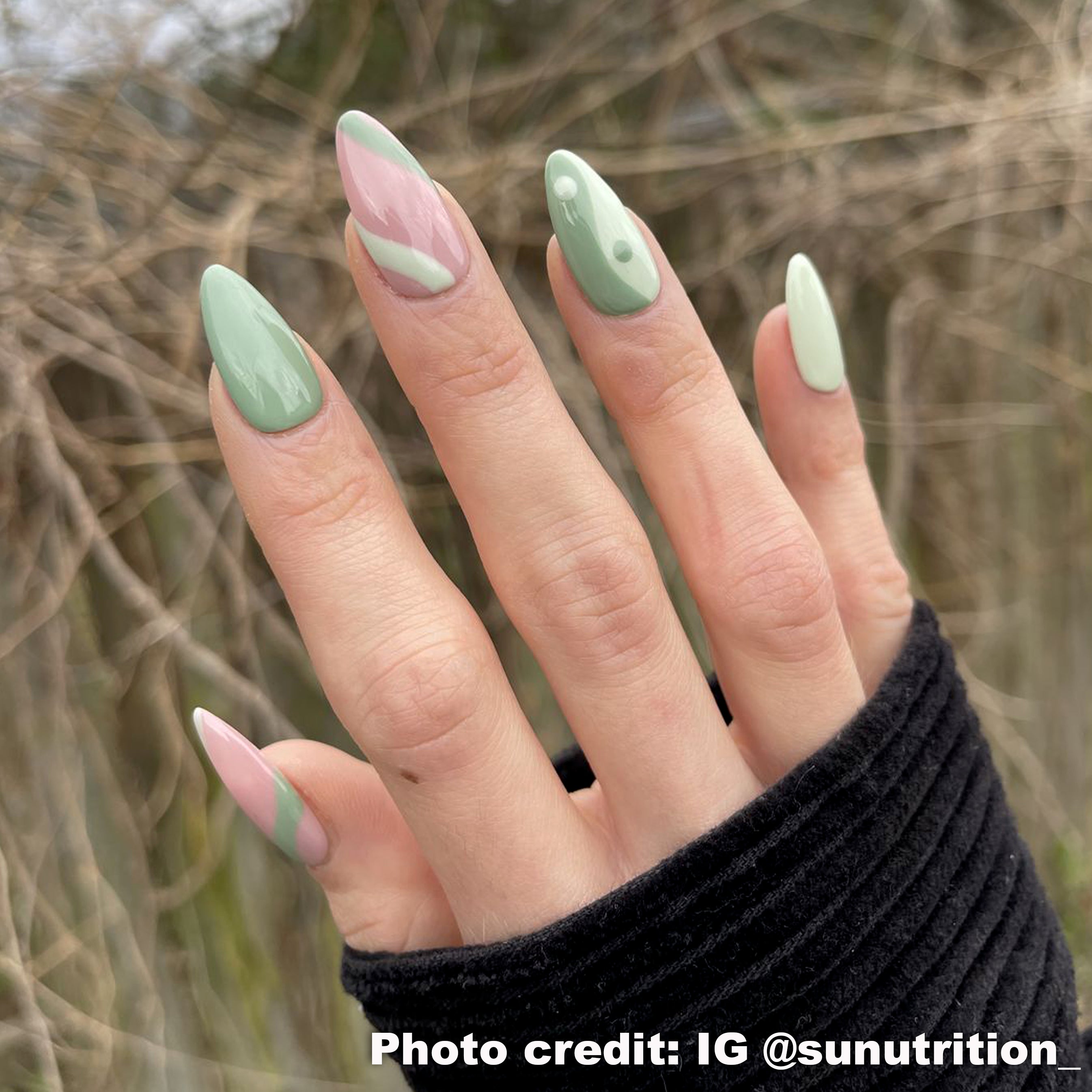 green almond nails