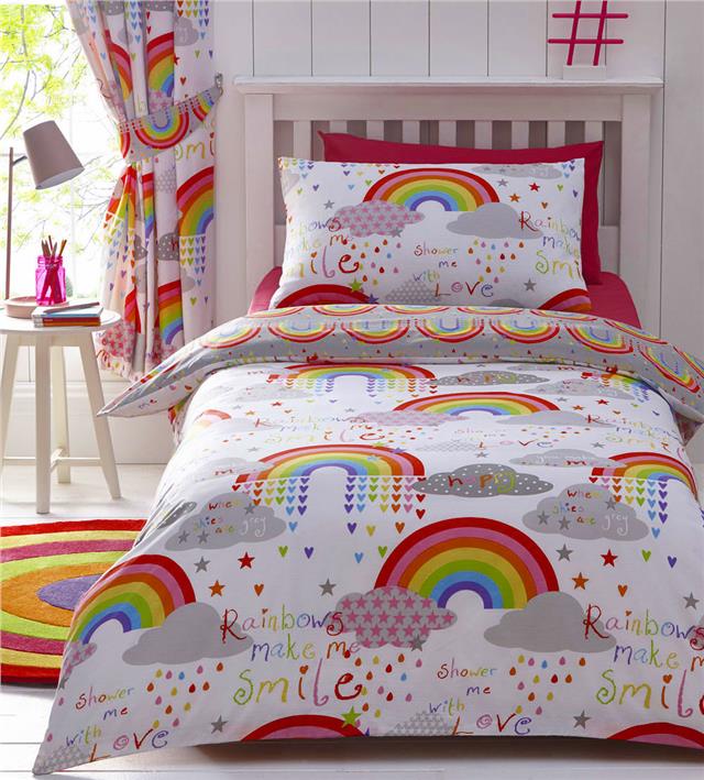 Girls Duvet Cover Sets Rainbows Bright Bedding Curtains Available