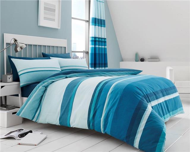 Stripe Duvet Cover Bed Sets In Taupe Grey Brown Teal Blue