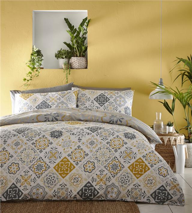 Moroccan Bedding Eastern Nights Tile Print Duvet Cover Sets Ochre