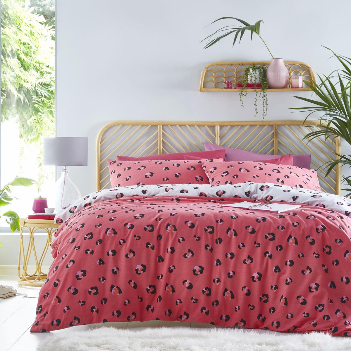 leopard print duvet cover pink