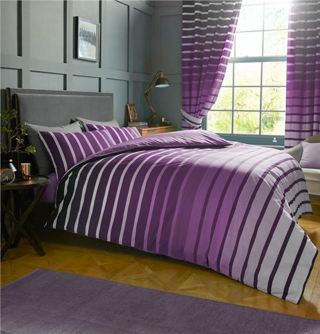 Duvet Sets Purple Lilac Stripe Quilt Cover Pillow Cases