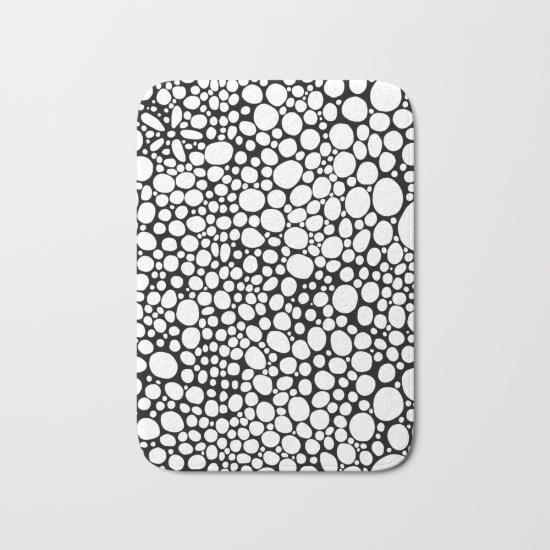 Bath Mat Black And White Bubbles Sincerely Joy