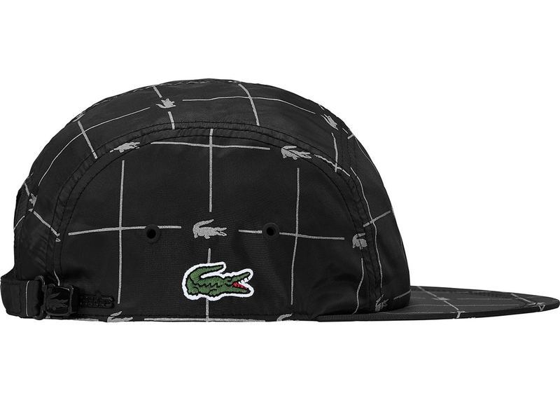 supreme lacoste reflective grid nylon camp cap black