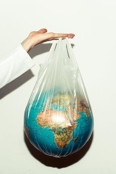 Globe in a plastic bag