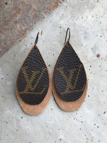 LibertyWest Repurposed Authentic Louis Vuitton And Suede Leather Earri – Liberty West