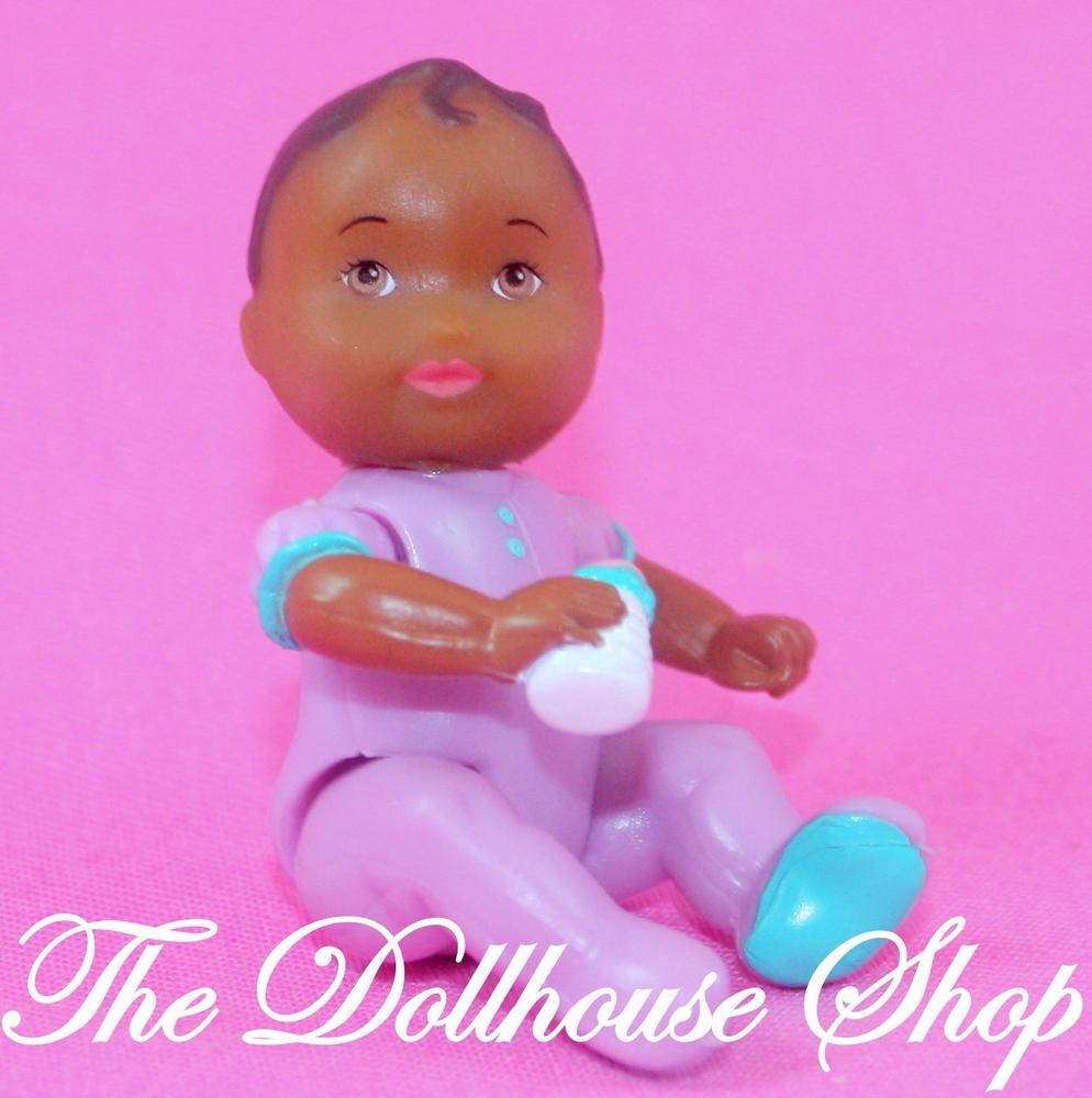 2x Fisher Price Loving Family AA African Brother Sister Dollhouse toy cute dolls 