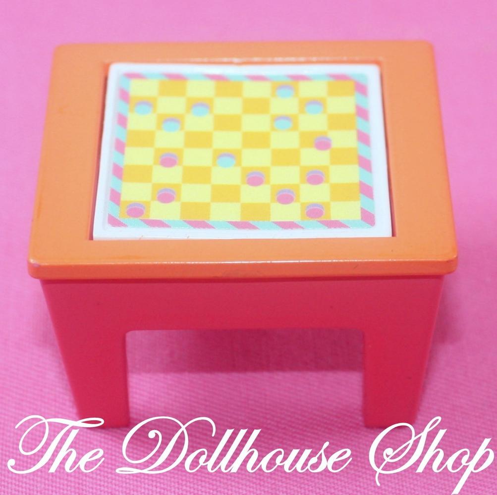 Fisher Price Loving Family Dollhouse Yellow Checkers Game Table 