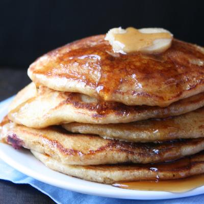 Start Dad's day right with a big stack of Corn Meal Buttermilk Pancakes! 