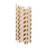 Party et Cie - Gold and Pink Stripe STraws