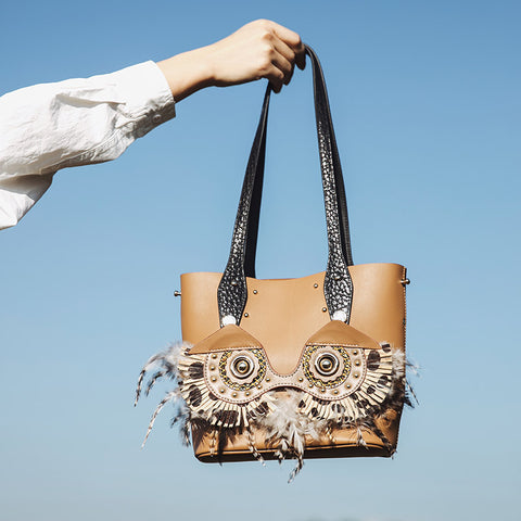 The Handmade Owl Leather Accessory For Bag.