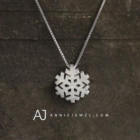 SILVER NECKLACE SNOWFLAKE CHARM NECKLACE UNIQUE CHRISTMAS GIFT JEWELRY ACCESSORIES GIRLS WOMEN