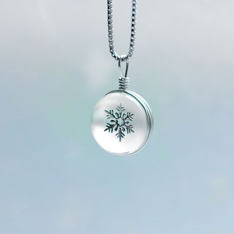 Silver Necklace Snowflake Charm Necklace Unique Christmas Gift Jewelry Accessories Girls Women