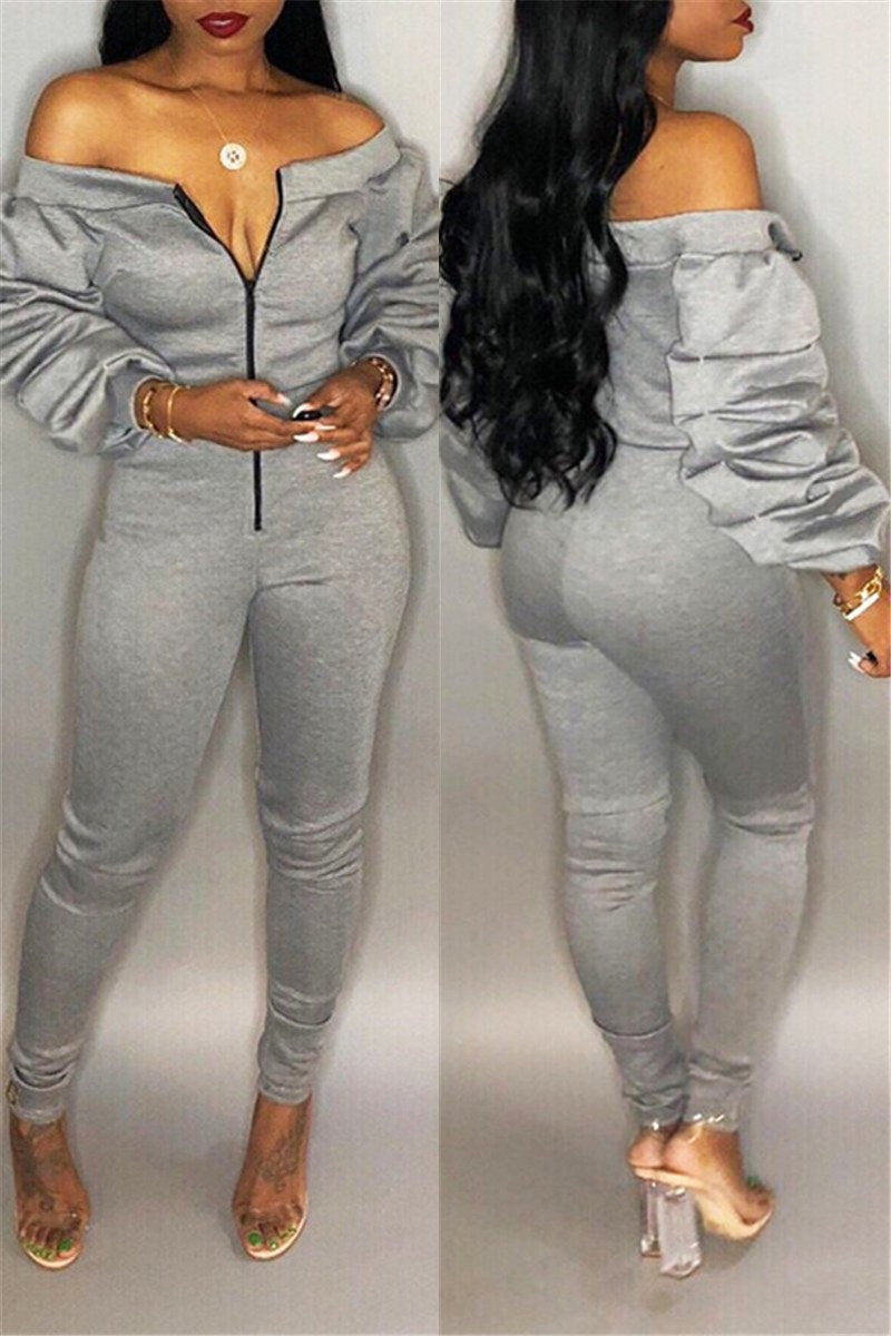 Off Shoulder Heap Sleeve Jumpsuit