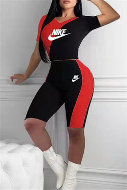 Letter Print Contrast Sports Two PC Sets