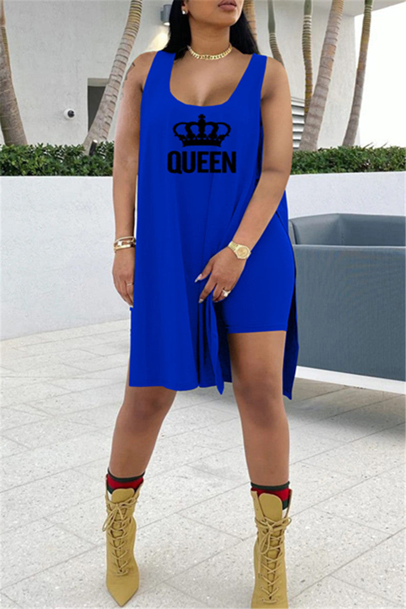 Queen Graphic Slit Top & Shorts Set