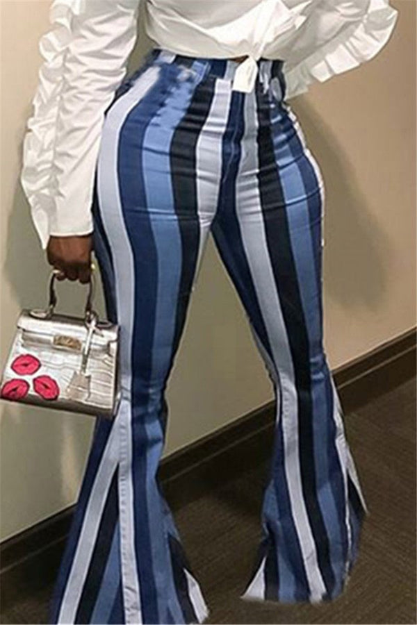 Casual Plus Size Striped Pants - outyfit