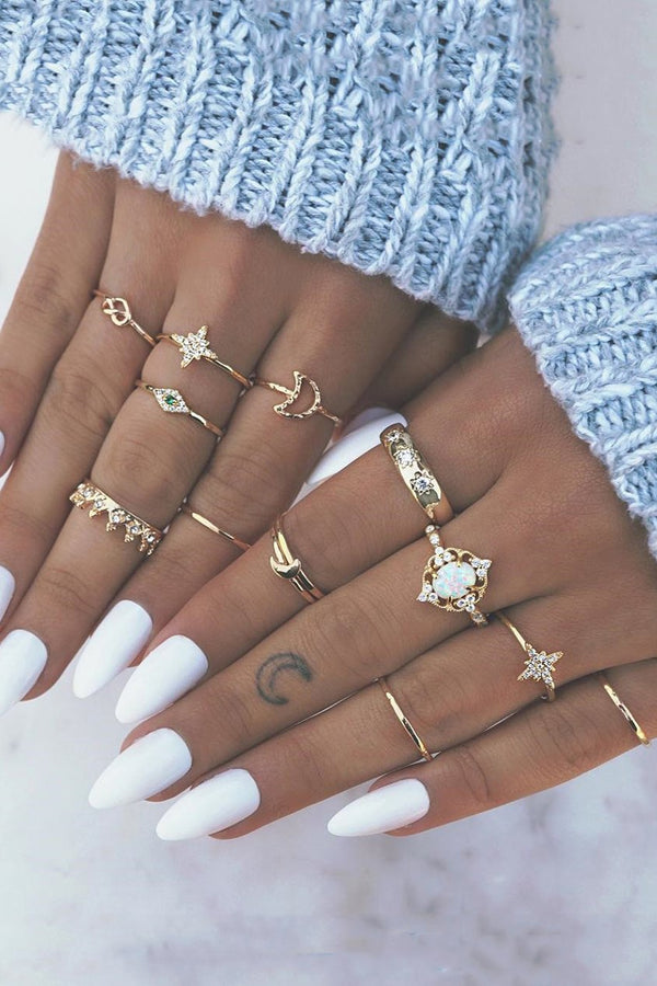 Trendy 13-piece Rhinestone Ring