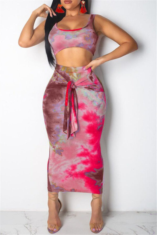 Printed Top & Wrap Skirt Sets