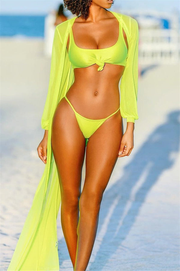 Solid Color Bikini & Cover Up Sets