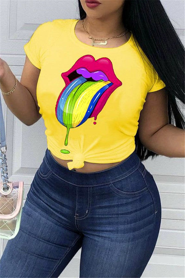 Colorful Lips Printed Top - outyfit