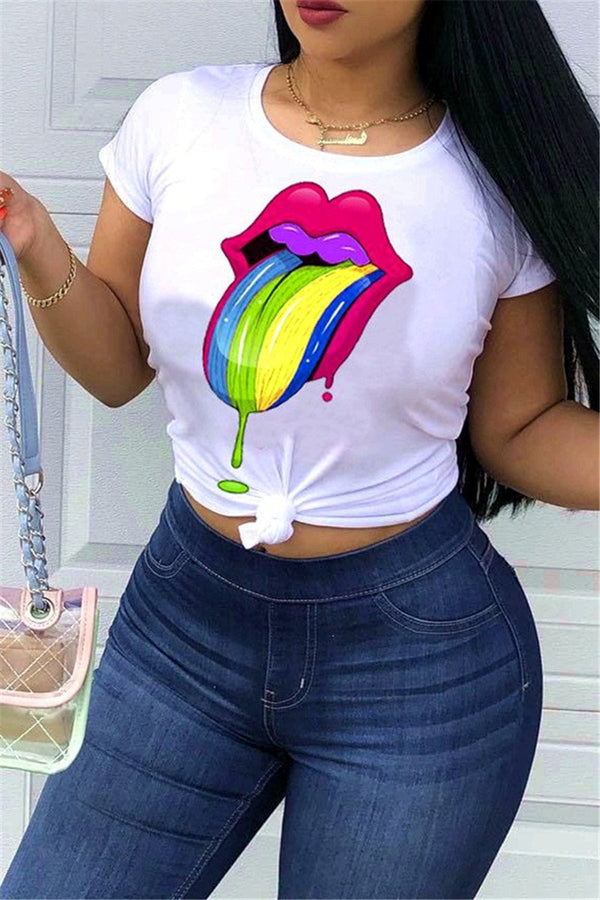 Colorful Lips Printed Top - outyfit