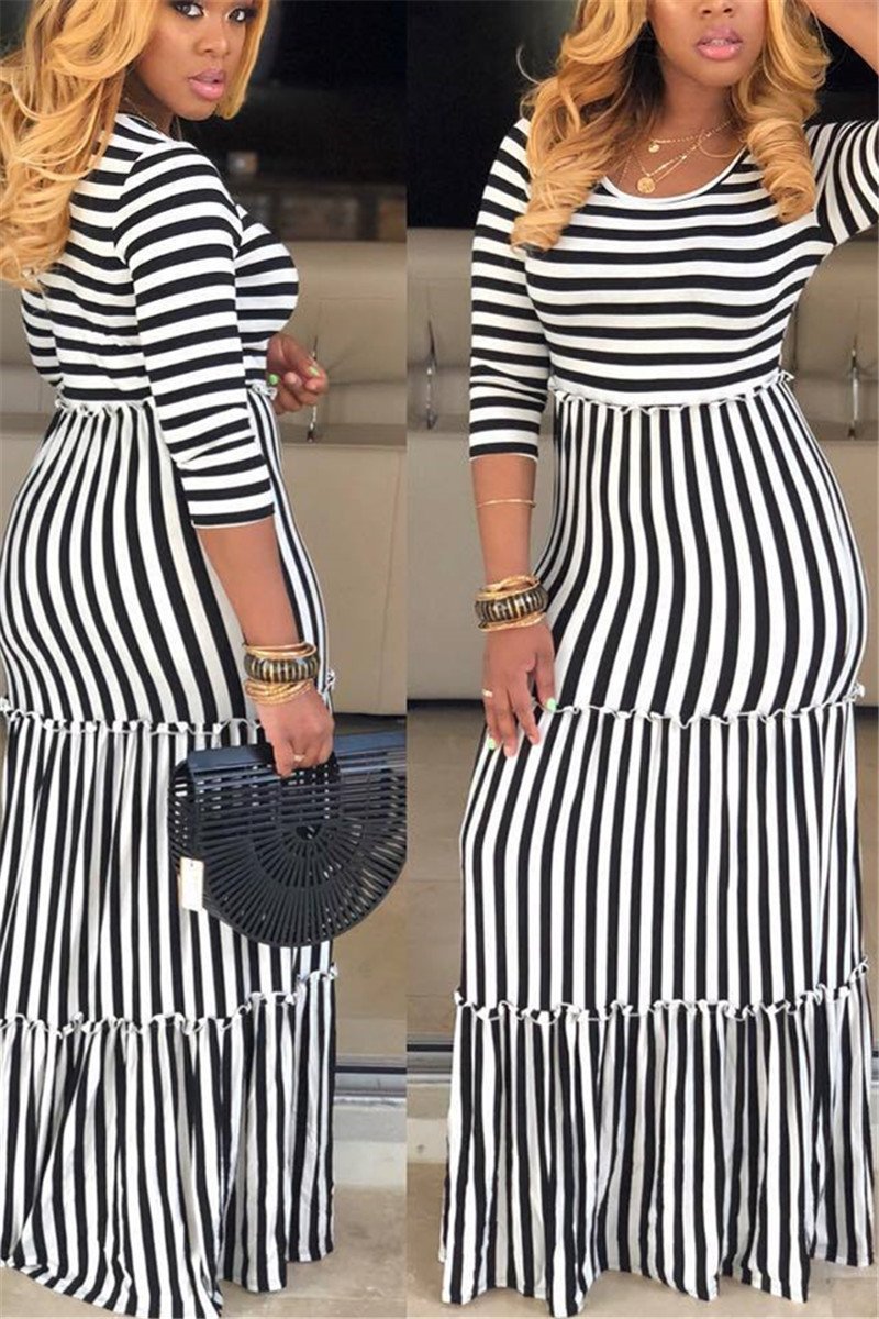 Plus Size Striped Maxi Dress