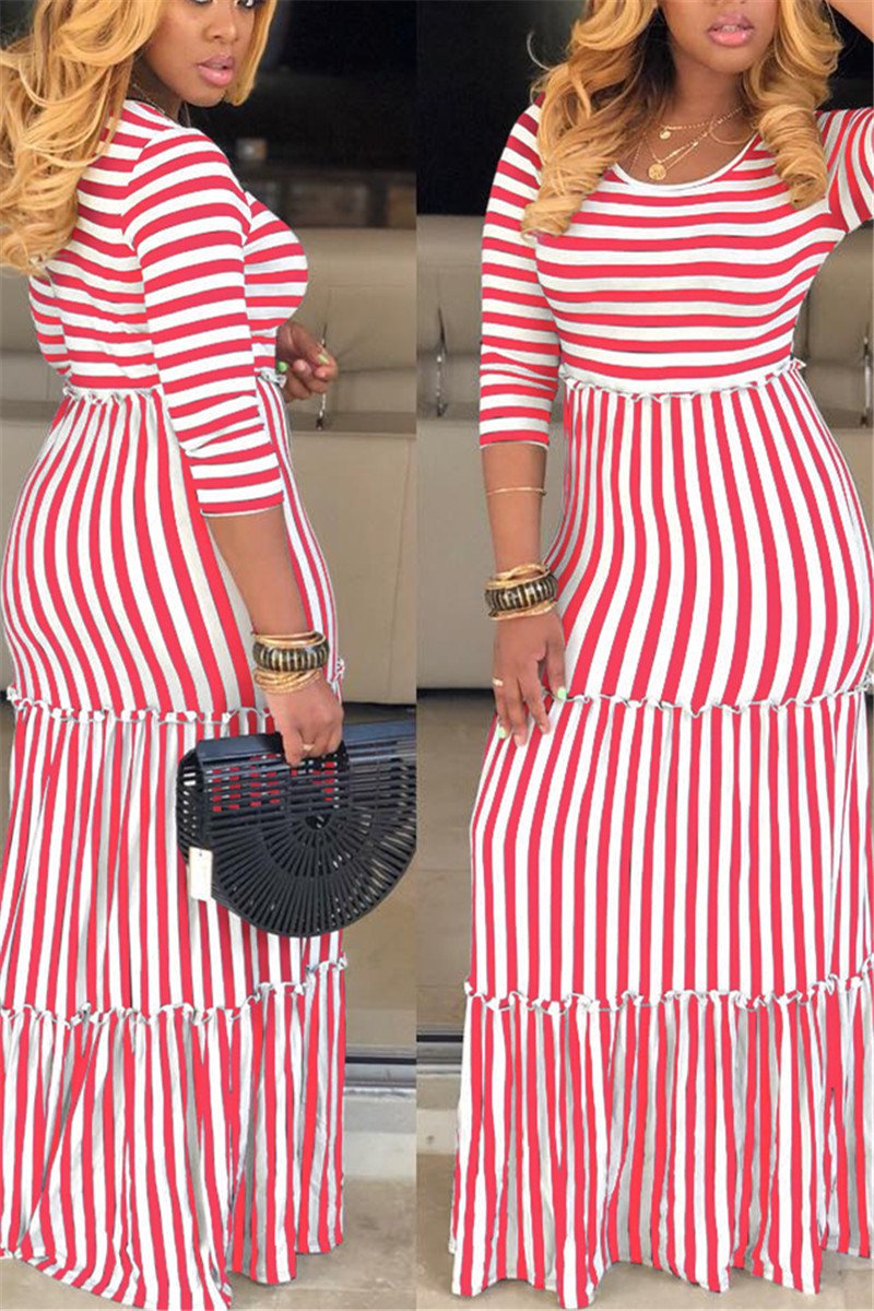 Plus Size Striped Maxi Dress