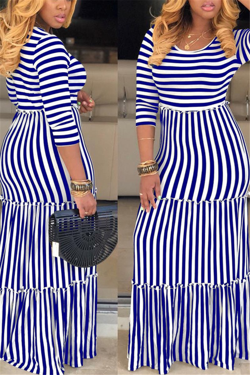 Plus Size Striped Maxi Dress