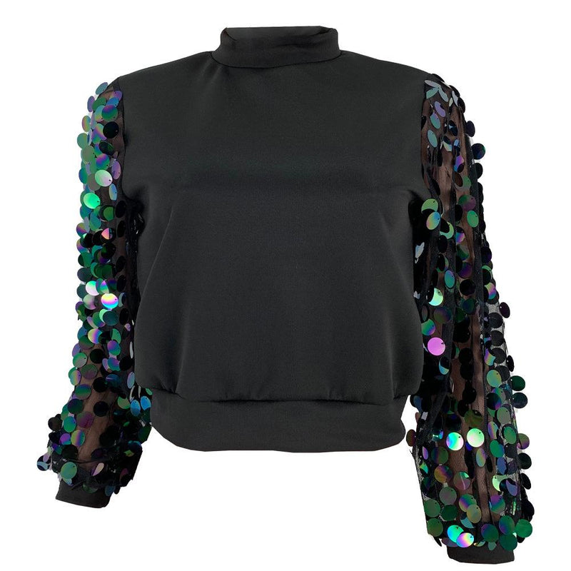 Sequin Splicing Sleeve Top