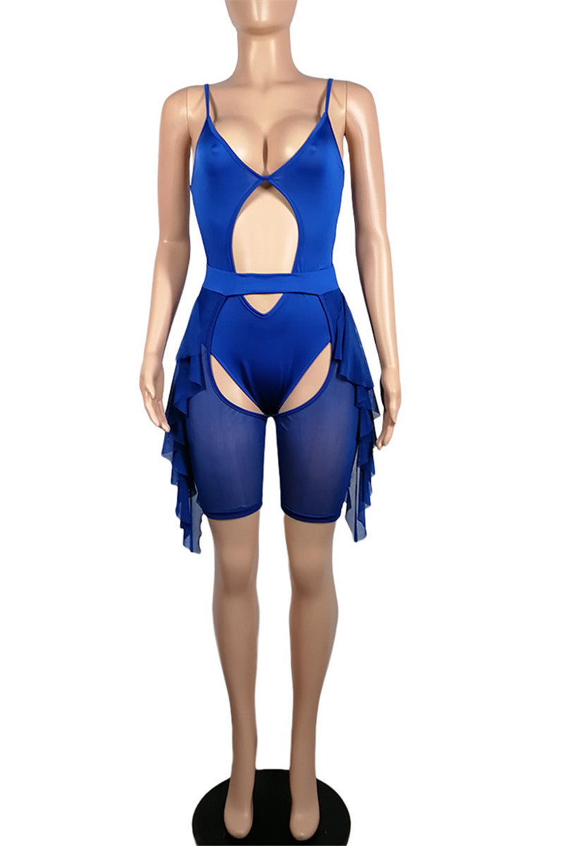 One Piece Swimwear with Net Yarn Cover Up Pants Sets