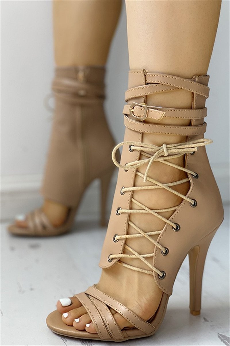 Stylish Lace-up Bandage Stiletto Pumps