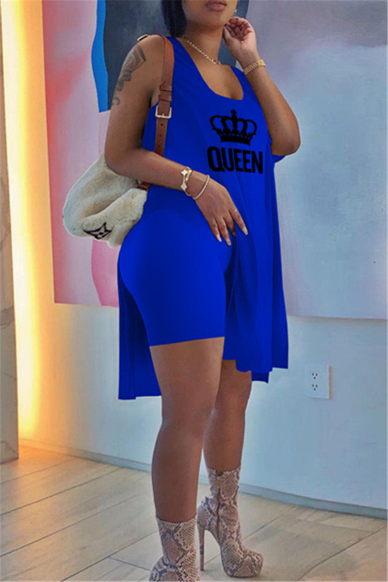 Queen Graphic Slit Top & Shorts Set